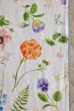Floral Illustration Linen Table Runner – Natural Linen Artistic Botanical Table Runner - Image 2