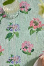 Hydrangea Sage Linen Tablecloth – Natural Linen Botanical Print Table Cover - Image 2