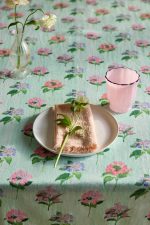 Hydrangea Sage Linen Tablecloth – Natural Linen Botanical Print Table Cover - Image 3