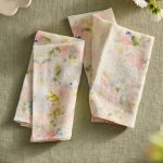 Watercolor Blooms Linen Napkins – Set of 2 Hand-Finished Floral Print Table Linens