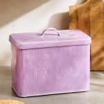 Violet Enamelware Bread Box – Hand-Crafted Protective Steel Storage Bin for Kitchen Countertops