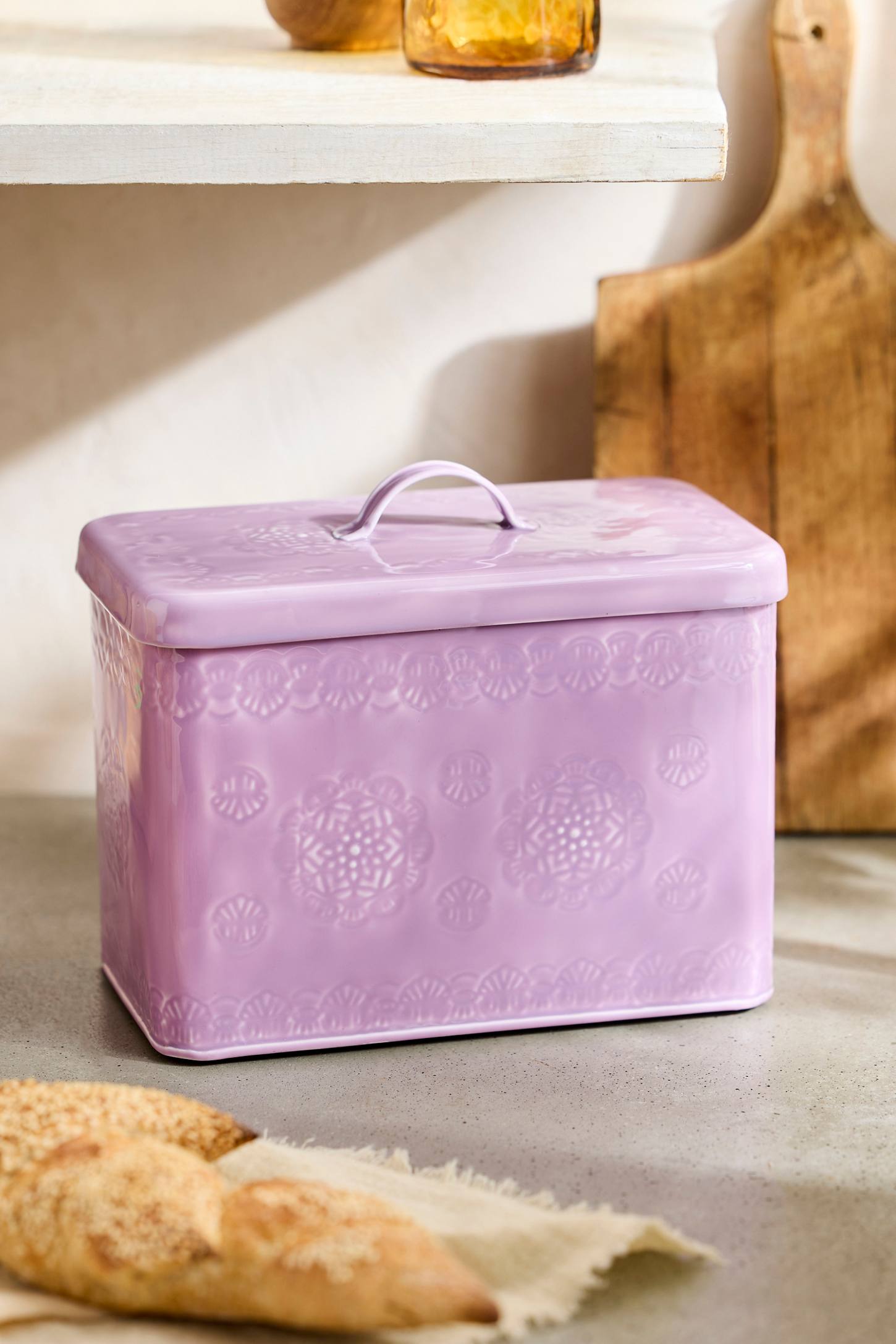 xenapaz-139.jpg Violet Enamelware Bread Box – Hand-Crafted Protective Steel Storage Bin for Kitchen Countertops - Image 1