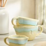 Blue Glazed Stoneware Measuring Cups – Set of 3 Hand-Crafted Ceramic Kitchen Essentials