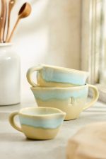 Blue Glazed Stoneware Measuring Cups – Set of 3 Hand-Crafted Ceramic Kitchen Essentials