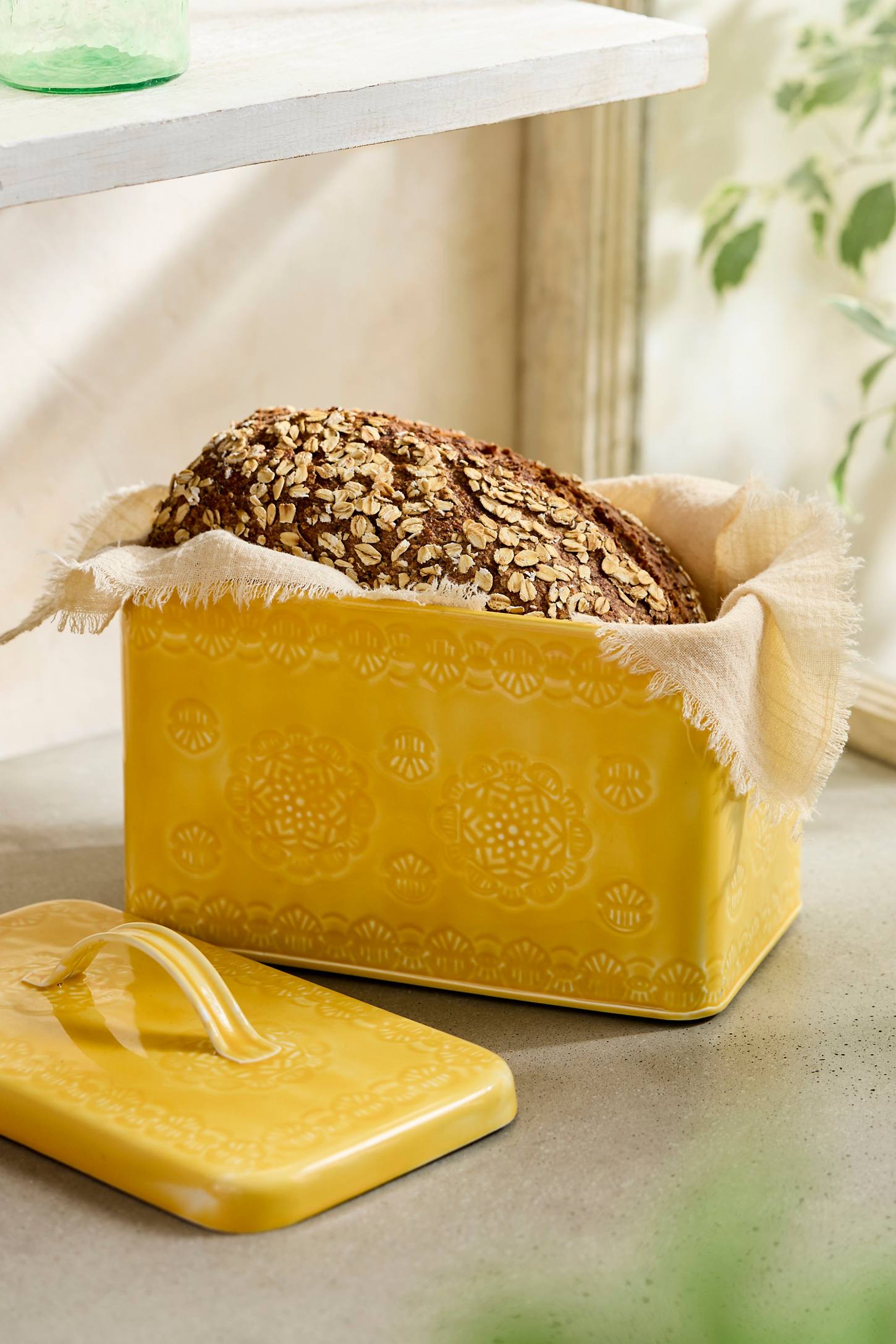 xenapaz-148.jpg Yellow Enamelware Bread Box – Hand-Crafted Steel Storage Bin for Kitchen Countertops - Image 1