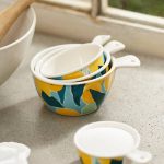 Citrus Grove Stoneware Measuring Cups – Set of 4 Hand-Painted Floral Ceramic Kitchen Essentials