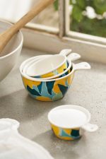 Citrus Grove Stoneware Measuring Cups – Set of 4 Hand-Painted Floral Ceramic Kitchen Essentials