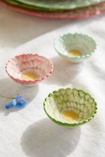 Painted Flower Pinch Bowls – Set of 3 Hand-Painted Floral Stoneware Mini Dipping Bowls