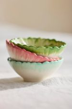 Painted Flower Pinch Bowls – Set of 3 Hand-Painted Floral Stoneware Mini Dipping Bowls - Image 2
