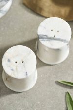 Smoky White Marble Salt and Pepper Shakers – Set of 2 Hand-Crafted Natural Stone Seasoning Dispensers - Image 2