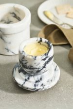 Smoky White Marble Butter Keeper – Hand-crafted Natural Stone Butter Crock