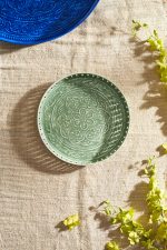 Patterned Enamel Round Serving Tray – 14-Inch Hand-Crafted Colorful Iron Decorative Tabletop Platter - Image 2