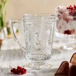 Embossed Bunny Glass Pitcher – 35 oz Hand-Crafted Clear Glass Spring Rabbit Beverage Server