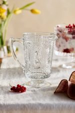 Embossed Bunny Glass Pitcher – 35 oz Hand-Crafted Clear Glass Spring Rabbit Beverage Server