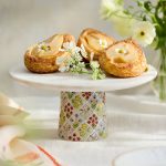 Painted Lattice Marble and Glass Cake Stand – 10.5-Inch Hand-Crafted Pedestal Dessert Display