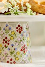 Painted Lattice Marble and Glass Cake Stand – 10.5-Inch Hand-Crafted Pedestal Dessert Display - Image 2