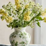 Small Green Chinoiserie Terracotta Vase – 8-Inch Hand-Painted Floral Ceramic Decorative Vessel
