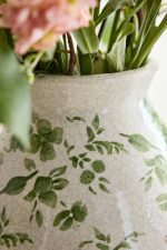 Large Green Chinoiserie Terracotta Vase – 16-Inch Hand-Painted Traditional Botanical Ceramic Vessel - Image 2