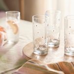 Daisy Etched Juice Glasses – Set of 4 Hand-Painted Floral 13 oz Glass Tumblers