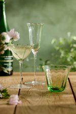 Ruffled Green Glass Champagne Flute – Hand-Crafted 3.5 oz Tinted Stemware - Image 3