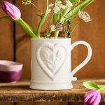 Valentine Cameo Stoneware Mug – 18 oz Large Hand-Crafted Ceramic Heart Motif Coffee Cup