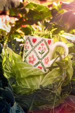 Valentine Lattice Earthenware Mug – Hand-Painted Ceramic 16 oz Coffee Cup - Image 3
