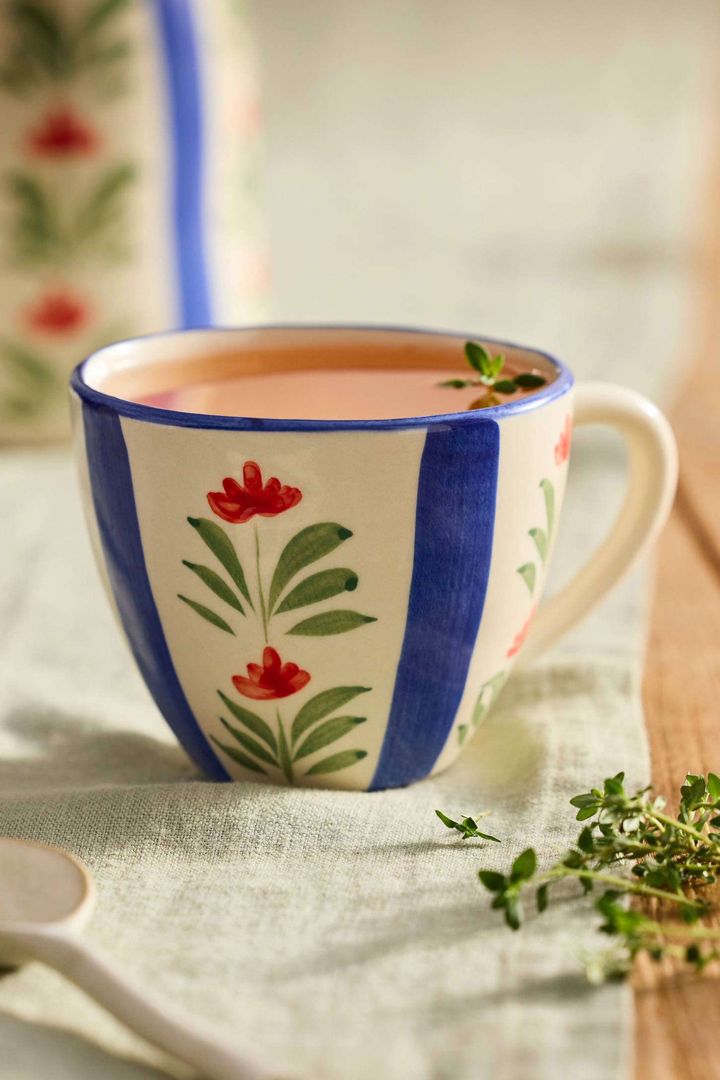 xenapaz-96.jpg Floral Stripe Stoneware Mug – Hand-Painted Ceramic Coffee and Tea Cup - Image 1