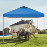 SUMMIT LIVING 10 x 10 ft Pop-up Canopy Tent Straight Legs Instant Canopy for Outside with Wheeled Bag - Blue - Image 6