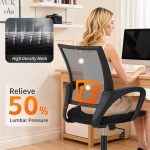 BestOffice Ergonomic Home Office Chair, Adjustable Lumbar Support and Height, with Arms, Black - Image 3