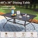 MF Studio 6-Person Outdoor Rectangular Metal Dining Table with Umbrella Hole, All-Weather Resistance Patio Table, Black - Image 4