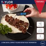 Taylor Stainless Steel Digital Foldable Probe Meat Thermometer with Blue Backlight Display - Image 3