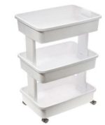 Mainstays 3-Tier Plastic Rolling Laundry Cart, Arctic White - Image 4