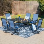 MF Studio 6-Person Outdoor Rectangular Metal Dining Table with Umbrella Hole, All-Weather Resistance Patio Table, Black - Image 2