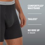 Hanes Men's Black/Grey Boxer Briefs, 3 Pack - Image 6