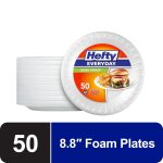 ( 3 Pack ) Hefty Everyday Soak Proof Disposable Foam Plates, 8.8 inches, 50 Count