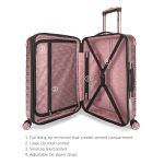 iFLY Fibertech 28" Large Checked Suitcase – Hardside Expandable Spinner Luggage for Travel, Rose Gold - Image 3