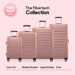 iFLY Fibertech 28" Large Checked Suitcase – Hardside Expandable Spinner Luggage for Travel, Rose Gold - Image 7