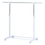 Mainstays Adjustable Metal Rolling Garment Rack, Chrome & White - Image 2