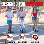 Kick Scooter for Adults and Teens – Folding Adjustable Scooter with 200mm Big Wheels – Lightweight Commuter Scooter for Boys and Girls – Red and Black – Durable Steel Frame – Madd Gear Kruzer 200 - Image 6