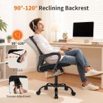 BestOffice Ergonomic Home Office Chair, Adjustable Lumbar Support and Height, with Arms, Black - Image 7