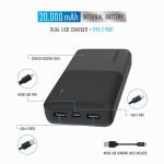 Pocket Juice Slim Pro 20,000mAh, Portable Power Bank and Charger with Dual USB Ports, Black - Image 2