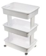 Mainstays 3-Tier Plastic Rolling Laundry Cart, Arctic White - Image 3