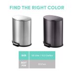 Qualiazero Kitchen Trash Can, 13.2 Gallon Stainless Steel Slim Step Garbage Bin with Soft Close Lid, Silver - Image 6