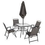 Mainstays Albany Lane 6-Piece Steel Outdoor Patio Dining Set with Umbrella, Gray - Image 3