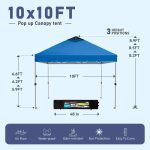 SUMMIT LIVING 10 x 10 ft Pop-up Canopy Tent Straight Legs Instant Canopy for Outside with Wheeled Bag - Blue - Image 4