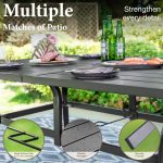 MF Studio 6-Person Outdoor Rectangular Metal Dining Table with Umbrella Hole, All-Weather Resistance Patio Table, Black - Image 5