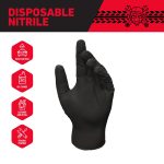 Grease Monkey Nitrile Disposable Gloves, Latex Free, Touchscreen, Black, Large, 50 Pack - Image 3