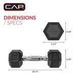CAP Barbell, 10lb Coated Rubber Hex Dumbbell, Pair (No-Roll Design, Ergonomic Steel Handle, Durable Coated Weight) - Image 4