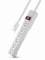 Hyper Tough 6-Outlet Indoor Power Strip with 8 ft Extension Cord, ETL Certified, White - Image 2