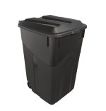 Hyper Tough 45 Gallon Wheeled Heavy Duty Plastic Garbage Can with Attached Lid, Black - Image 2